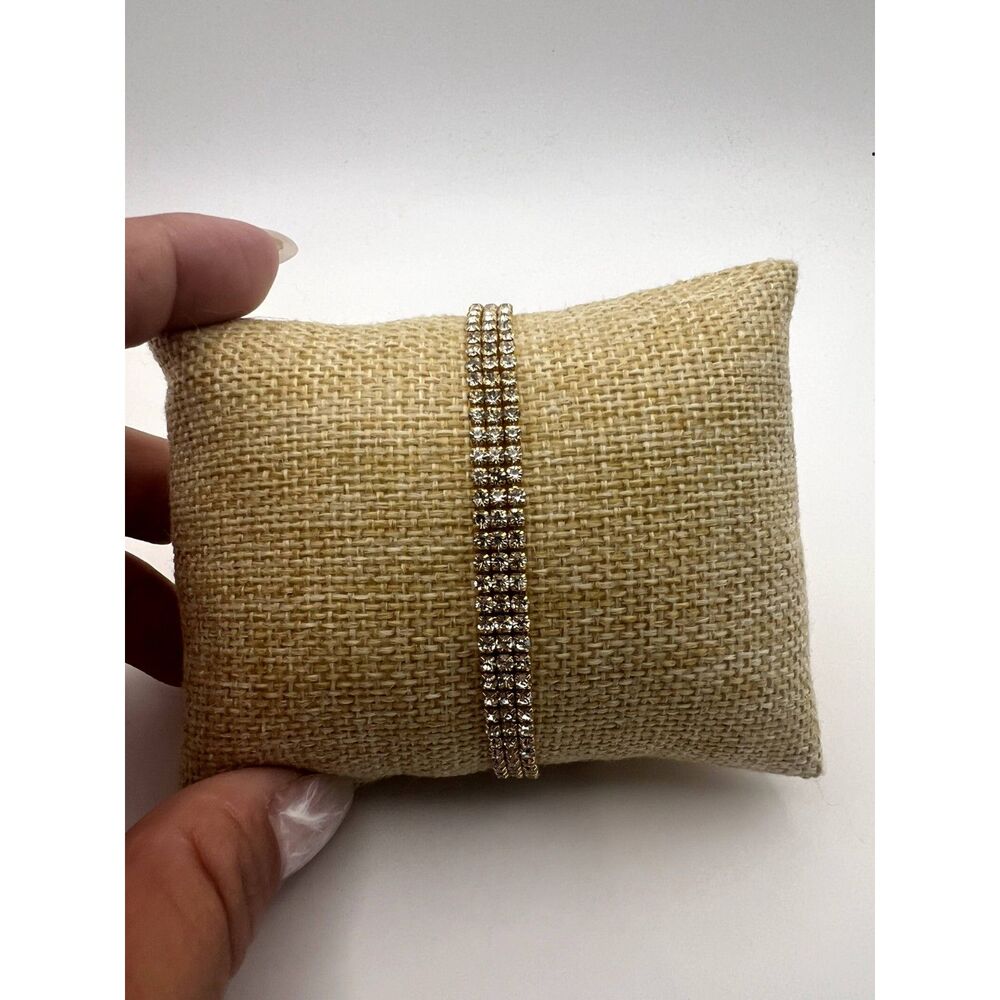 Gold Plated Triple Row Tennis Bracelet